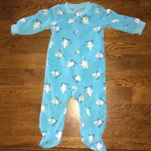 Polar bear fleece footy pajamas.